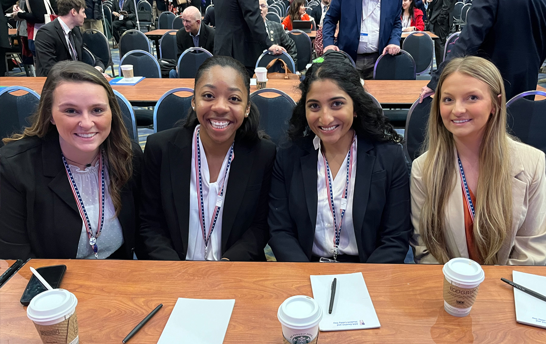 Photo of dental students Lindsey Clevenger, Tiffany Kurian, Haley Debnam, and Victoria Crane