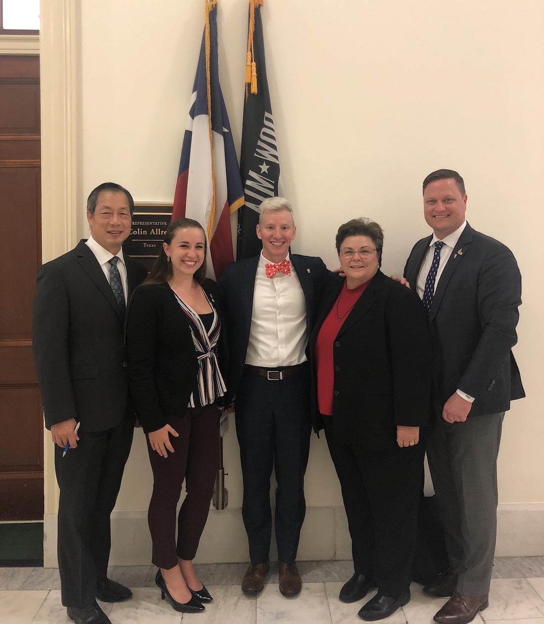 Dr. Vogel, center, visits the office of Rep. Colin Allred, D-Texas